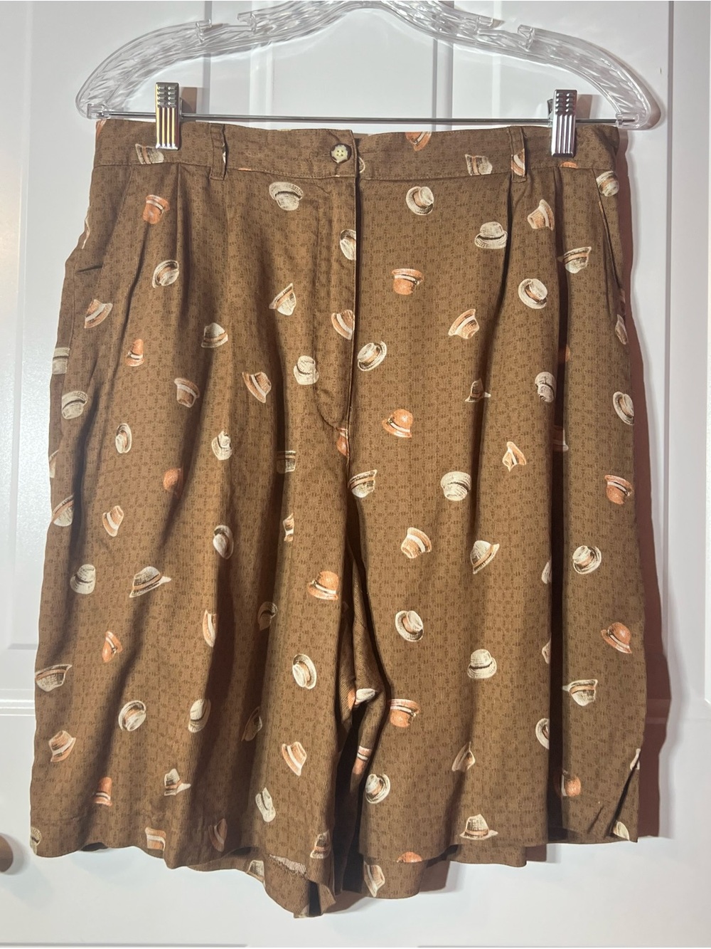 EP Pro Brown Hat-Print Rayon Shorts Size 12